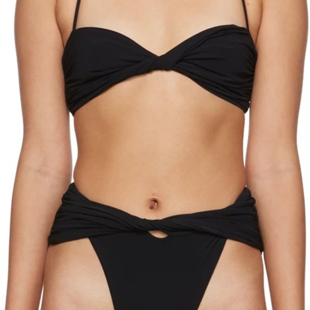 Black Twist Bandeau Bikini Set